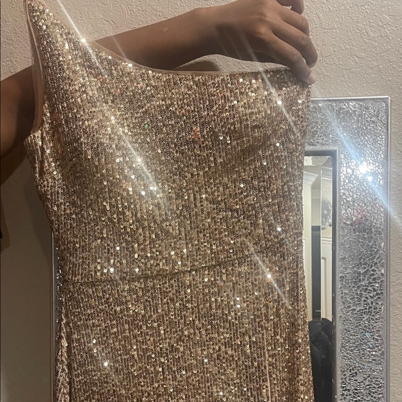 Xscape Gold Sequin Prom Dress - Picture 3 of 6